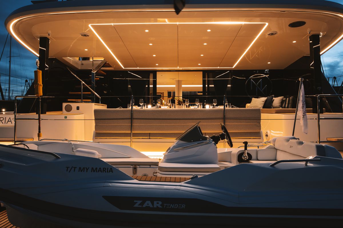 Deck of MyMaria, a Sunreef Yachts Sunreef 60 catamaran at Municipal Unit of Lefkada, Greece