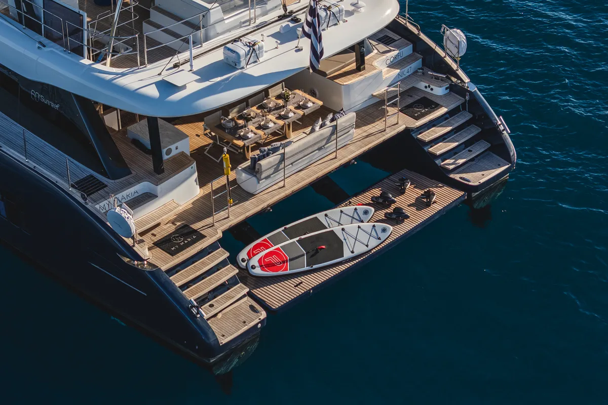 Exterior view of MyMaria, a Sunreef Yachts Sunreef 60 catamaran at Municipal Unit of Lefkada, Greece