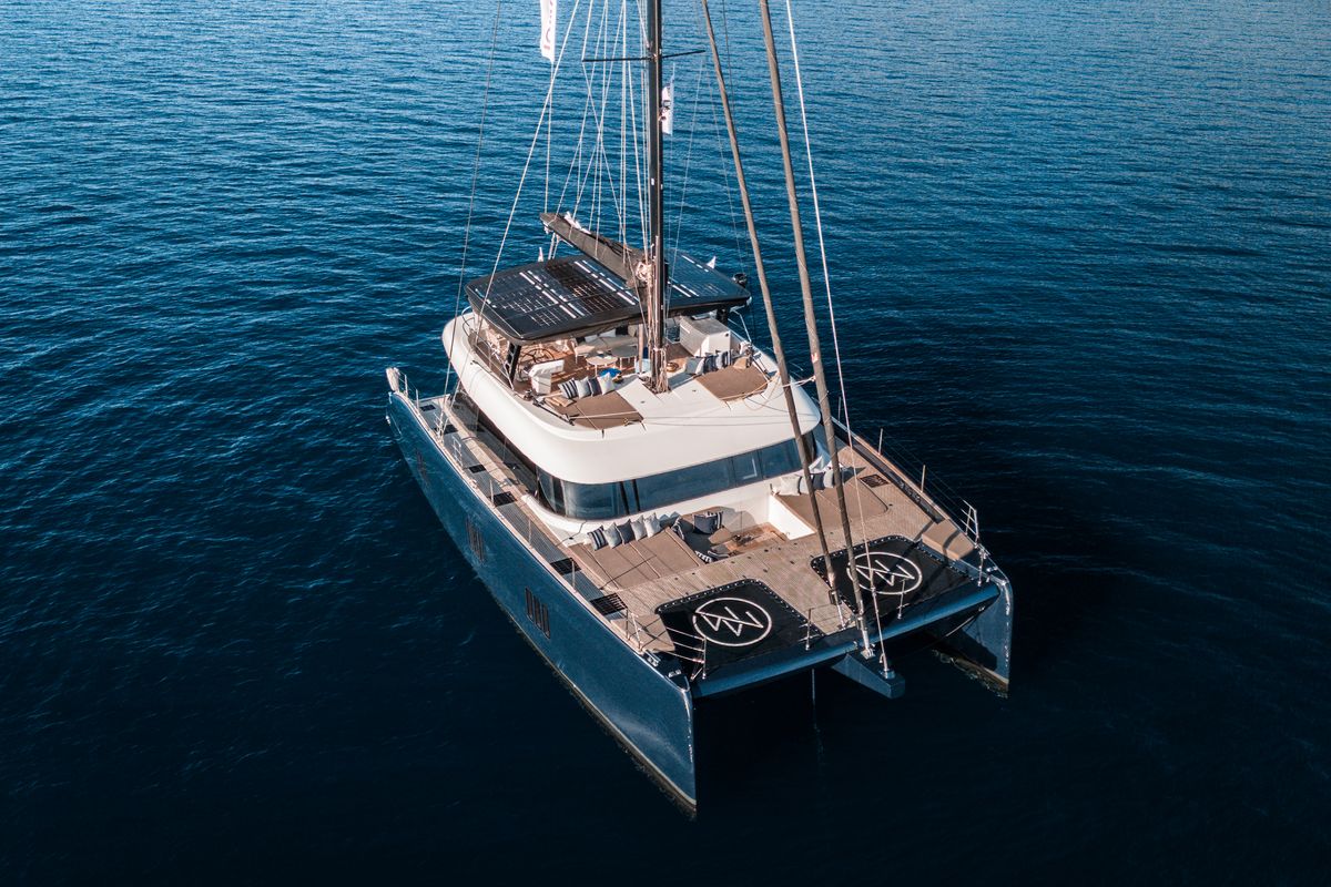 Exterior view of MyMaria, a Sunreef Yachts Sunreef 60 catamaran at Municipal Unit of Lefkada, Greece