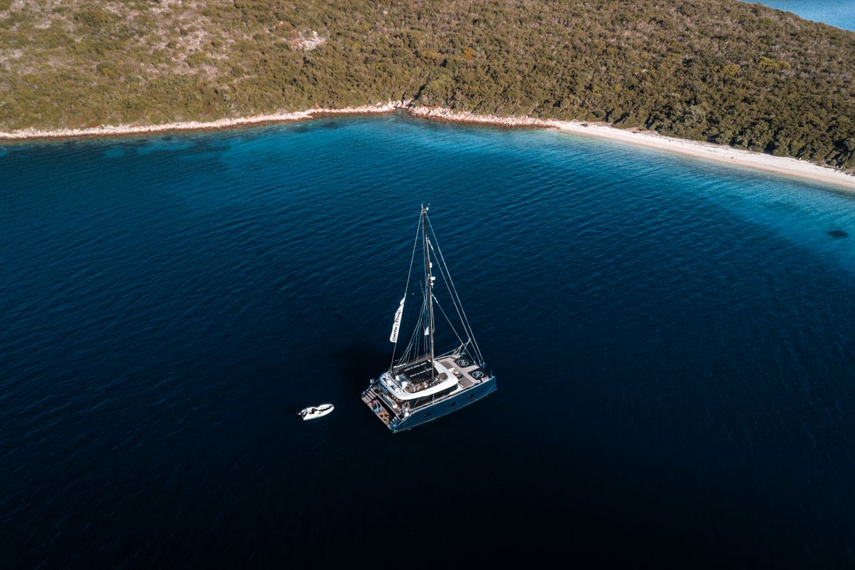Exterior view of MyMaria, a Sunreef Yachts Sunreef 60 catamaran at Municipal Unit of Lefkada, Greece