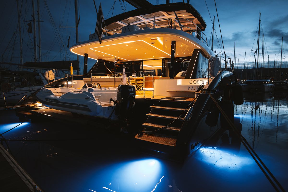 Exterior view of MyMaria, a Sunreef Yachts Sunreef 60 catamaran at Municipal Unit of Lefkada, Greece