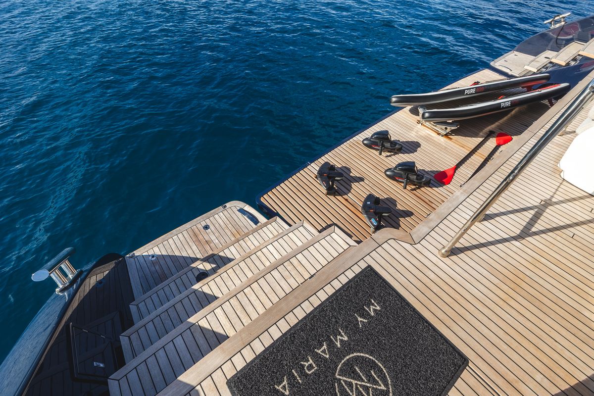Deck of MyMaria, a Sunreef Yachts Sunreef 60 catamaran at Municipal Unit of Lefkada, Greece