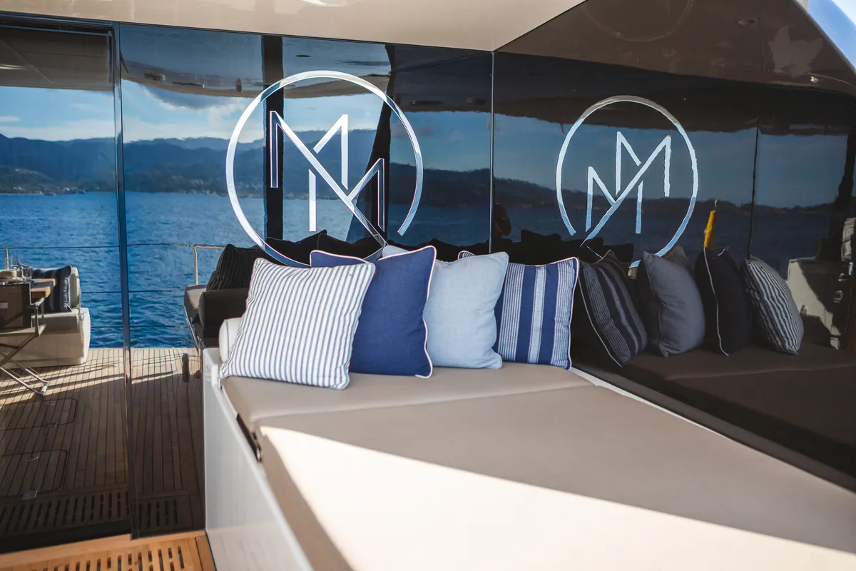 Deck of MyMaria, a Sunreef Yachts Sunreef 60 catamaran at Municipal Unit of Lefkada, Greece