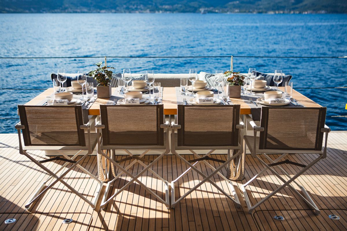 Deck of MyMaria, a Sunreef Yachts Sunreef 60 catamaran at Municipal Unit of Lefkada, Greece
