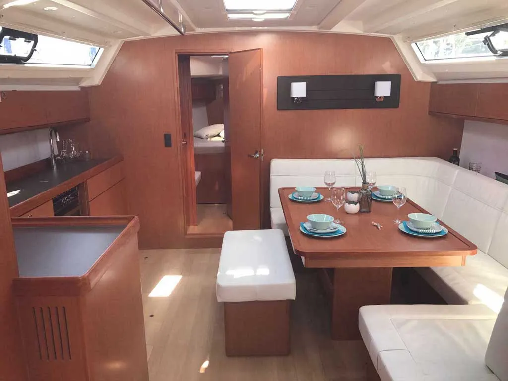 Salon of Monsieur, a Bavaria 46 Cruiser sailboat at Vibo Valentia, Italy