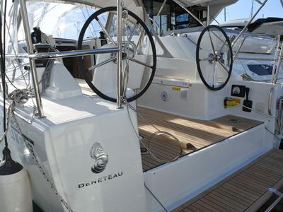 Cockpit of TEMPUS II BCN OC30.1, a Beneteau Oceanis 30.1 sailboat at Barcelona, Spain