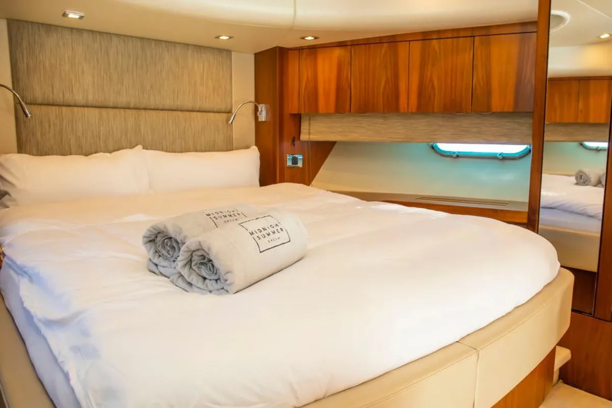 Cabin on Midnight Summer Dream, a Sunseeker Manhattan 63 yacht at Palma de Mallorca, Spain