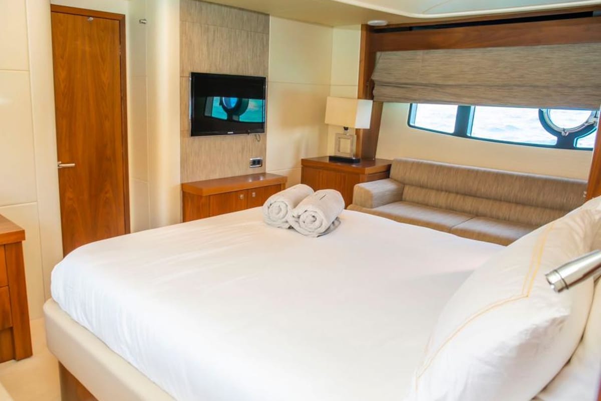 Cabin on Midnight Summer Dream, a Sunseeker Manhattan 63 yacht at Palma de Mallorca, Spain