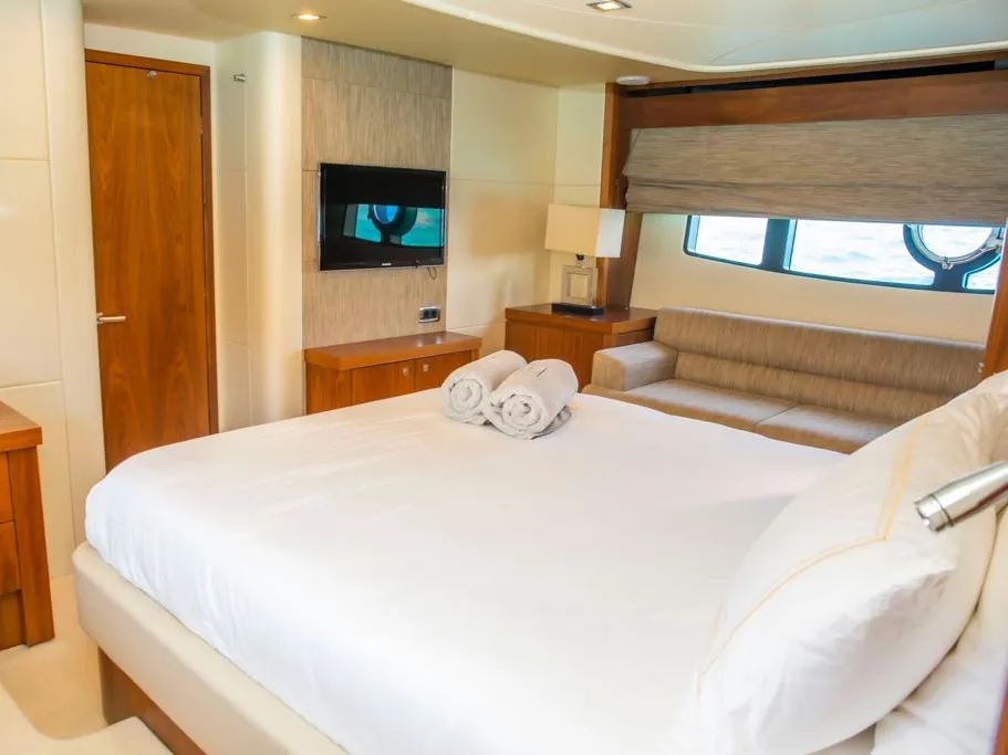Cabin on Midnight Summer Dream, a Sunseeker Manhattan 63 yacht at Palma de Mallorca, Spain