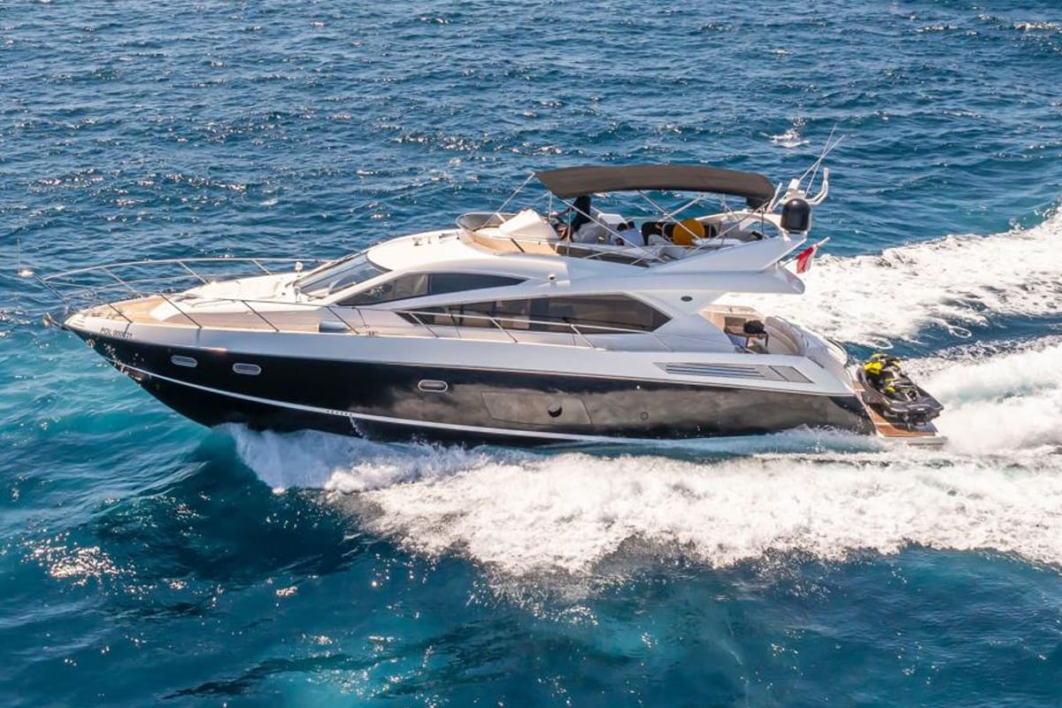 Exterior view of Midnight Summer Dream, a Sunseeker Manhattan 63 yacht at Palma de Mallorca, Spain