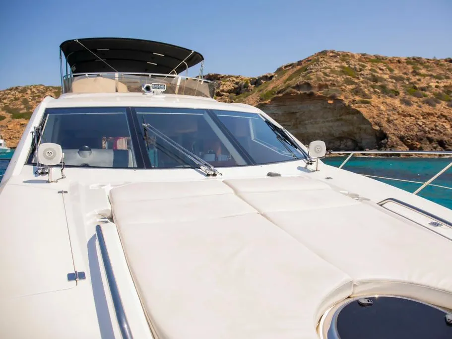 Deck of Midnight Summer Dream, a Sunseeker Manhattan 63 yacht at Palma de Mallorca, Spain