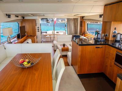 Galley of Midnight Summer Dream, a Sunseeker Manhattan 63 yacht at Palma de Mallorca, Spain