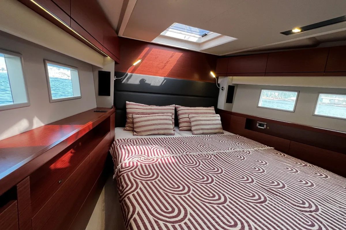 Cabin on MiR, a Hanse Yachts Hanse 548 sailboat at Fethiye, Turkey