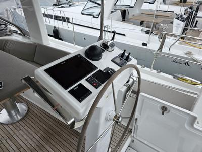 Cockpit of MiR, a Hanse Yachts Hanse 548 sailboat at Fethiye, Turkey