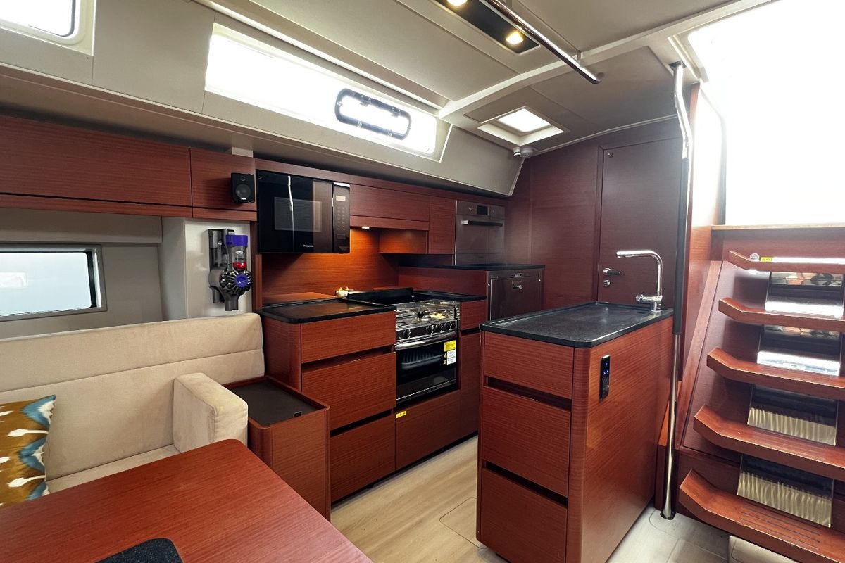 Galley of MiR, a Hanse Yachts Hanse 548 sailboat at Fethiye, Turkey
