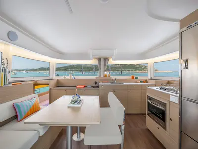 Salon of Eleni, a Lagoon 38 catamaran at Municipal Unit of Lefkada, Greece