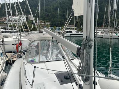 Deck of Stella, a Beneteau Oceanis 34.1 sailboat at Fethiye, Turkey
