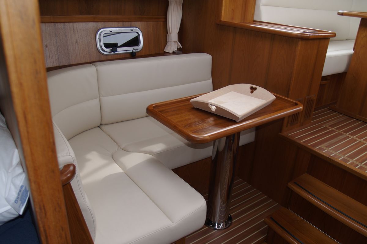 Salon of Drait 104, a De Drait Renal 36 motorboat at Woudsend, Netherlands