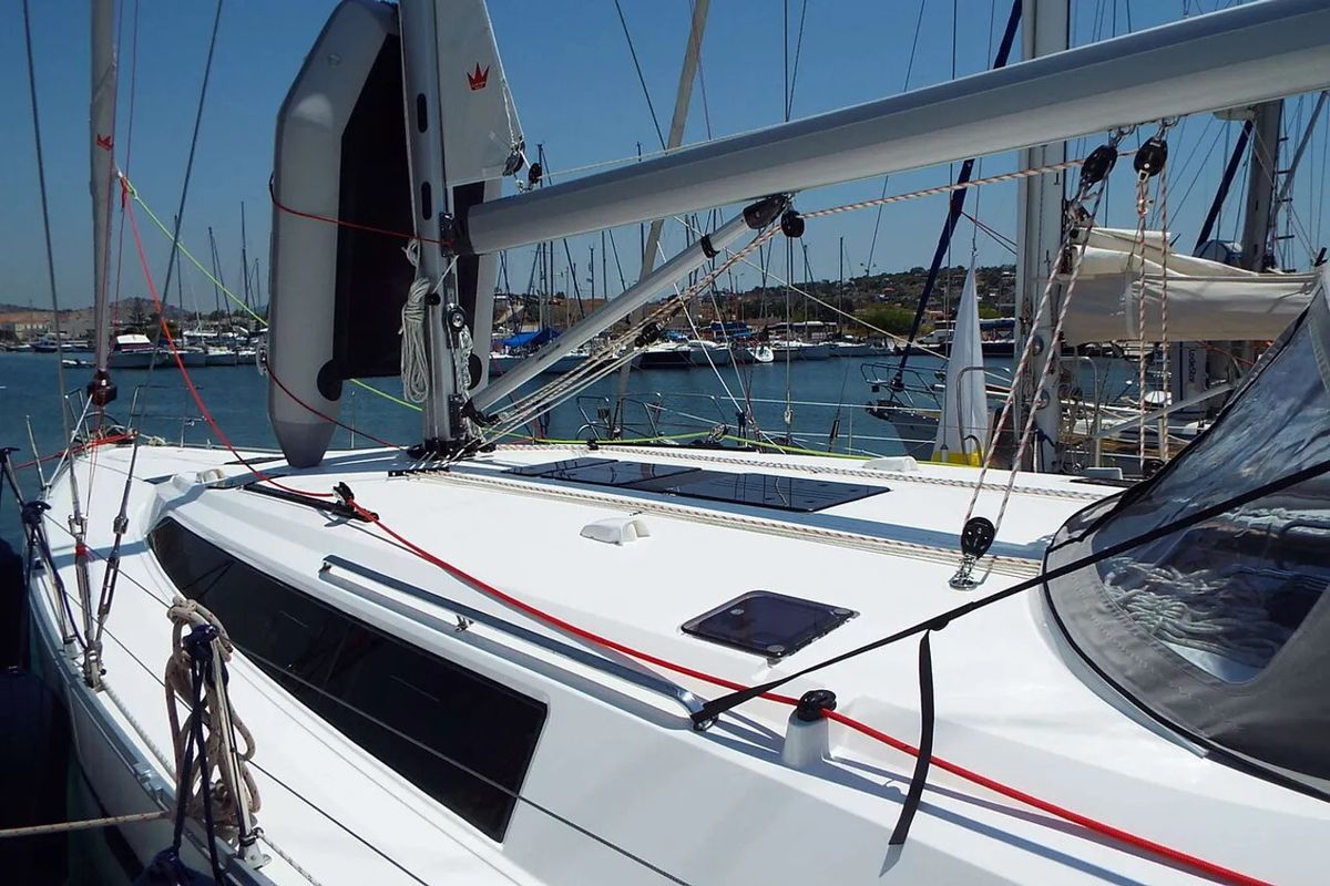 Deck of Windseeker, a Bavaria 51 Cruiser sailboat at Athens, Greece