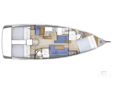 Floor plan of GAIA, a Jeanneau Sun Odyssey 410 sailboat at Municipal Unit of Lefkada, Greece