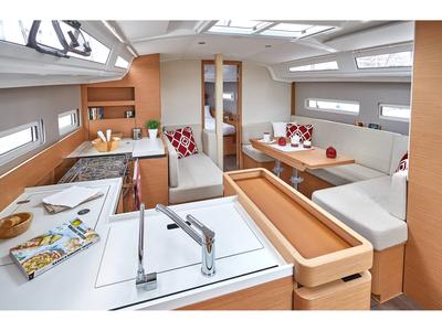 Galley of GAIA, a Jeanneau Sun Odyssey 410 sailboat at Municipal Unit of Lefkada, Greece
