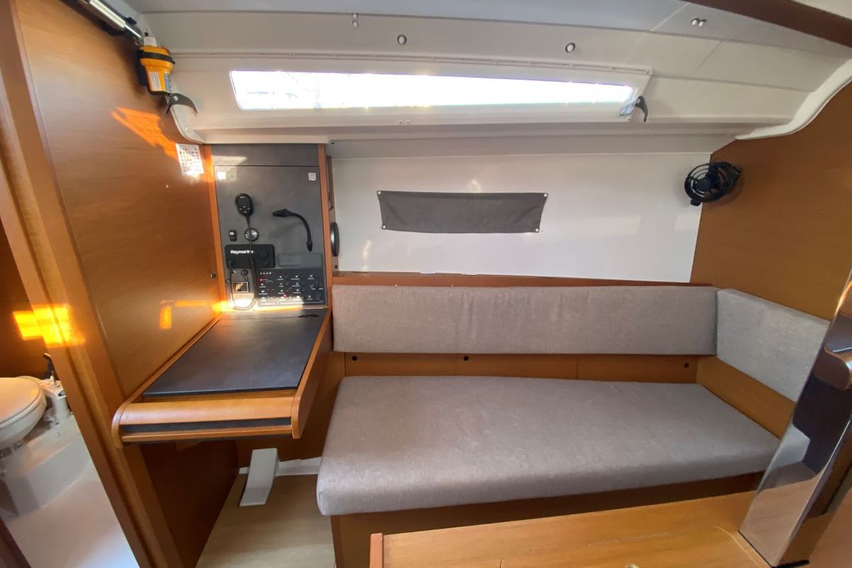 Salon of Petit Elli, a Jeanneau Sun Odyssey 349 sailboat at Grad Trogir, Croatia