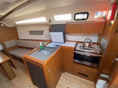 Galley of Petit Elli, a Jeanneau Sun Odyssey 349 sailboat at Grad Trogir, Croatia