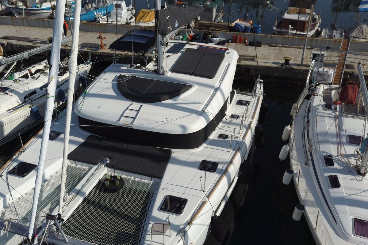 Exterior view of Meliti, a Lagoon 40 catamaran at Municipal Unit of Lefkada, Greece