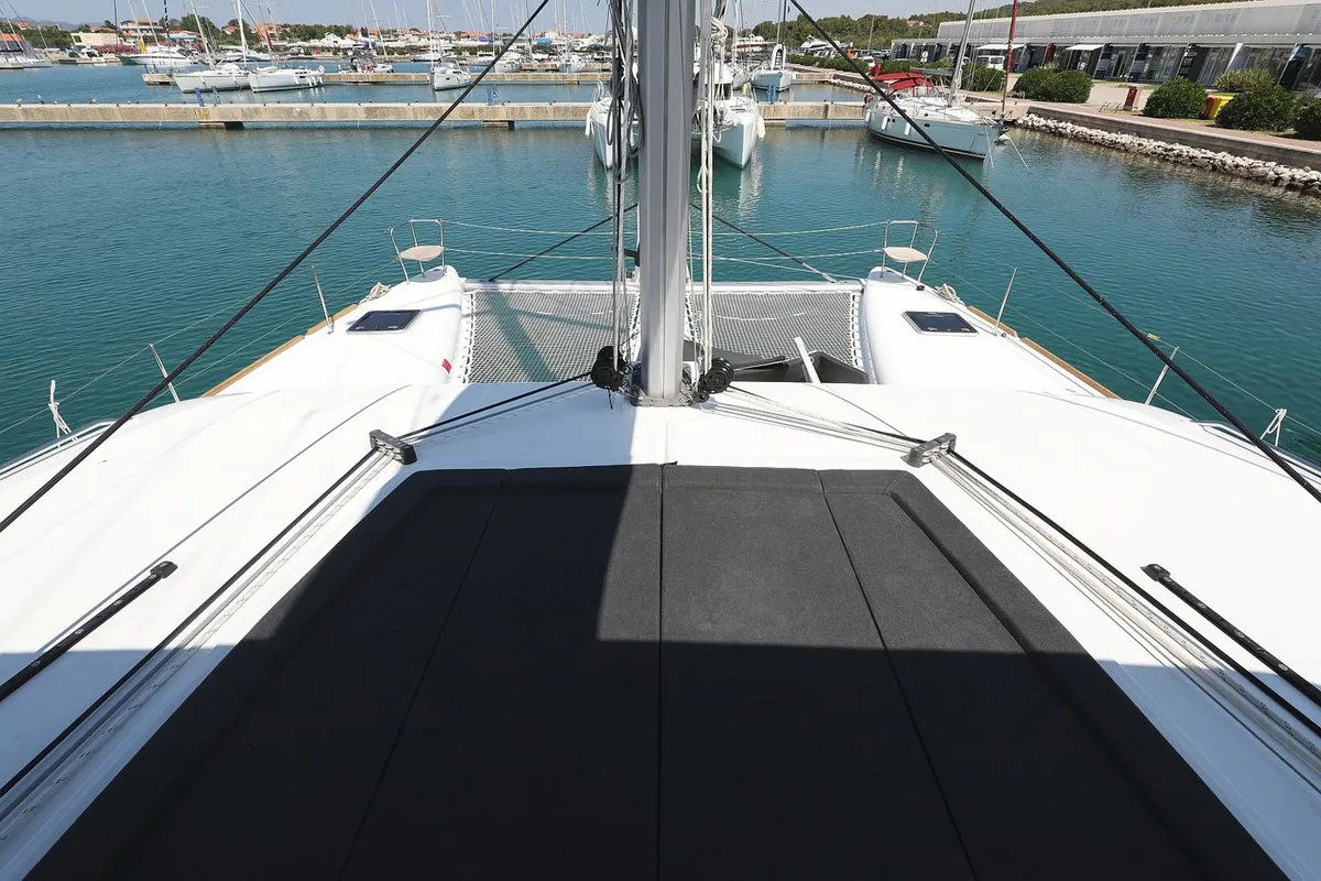 Deck of Hot Stuff, a Lagoon 450 F catamaran at Općina Sukošan, Croatia