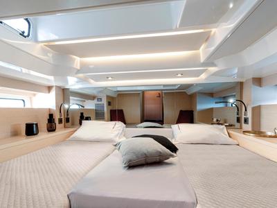 Cabin on Fabiana, a Prestige 520 motorboat at Pozzuoli, Italy