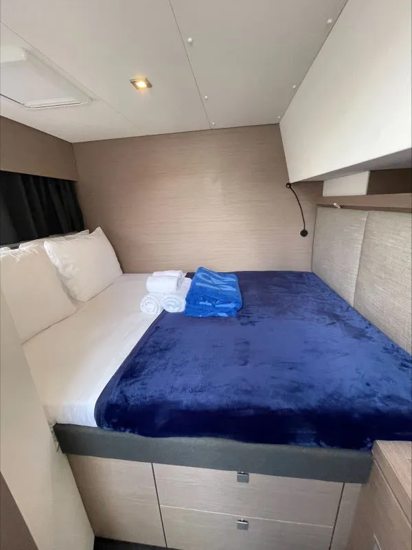 Cabin on Feeling Knotty, a Fountaine Pajot Tanna 47 catamaran at Charlotte Amalie, United States