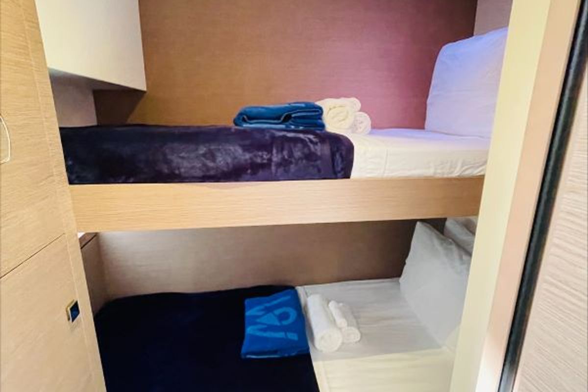 Cabin on Feeling Knotty, a Fountaine Pajot Tanna 47 catamaran at Charlotte Amalie, United States