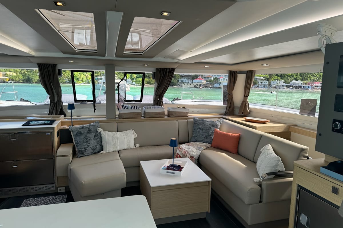 Salon of Feeling Knotty, a Fountaine Pajot Tanna 47 catamaran at Charlotte Amalie, United States