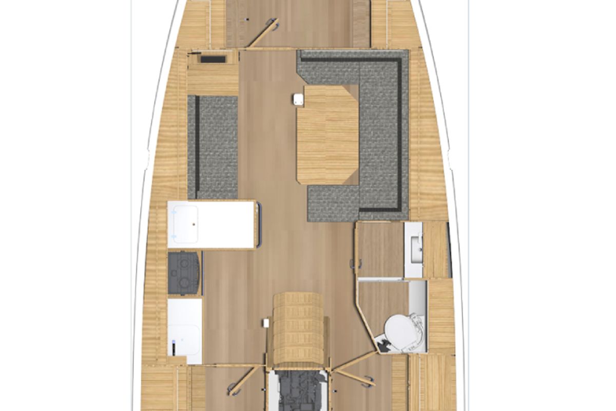 Floor plan of Black Pearl, a Bavaria C38 sailboat at Marseille, France