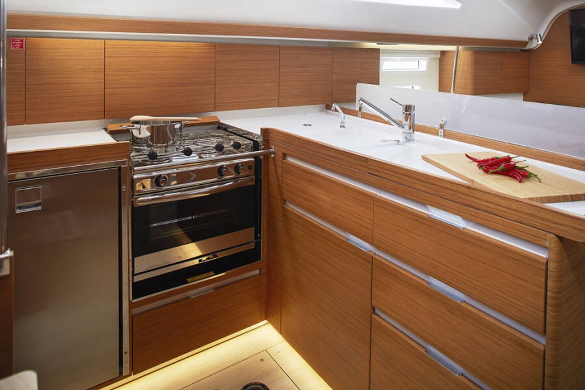Galley of Mirakul, a Elan Impression 45 sailboat at Grad Vodice, Croatia