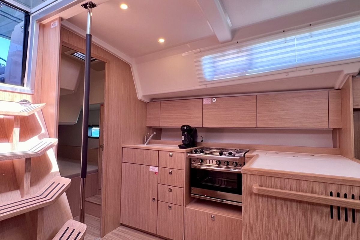 Galley of SIROCO, a Bavaria C42 sailboat at Pylos, Greece