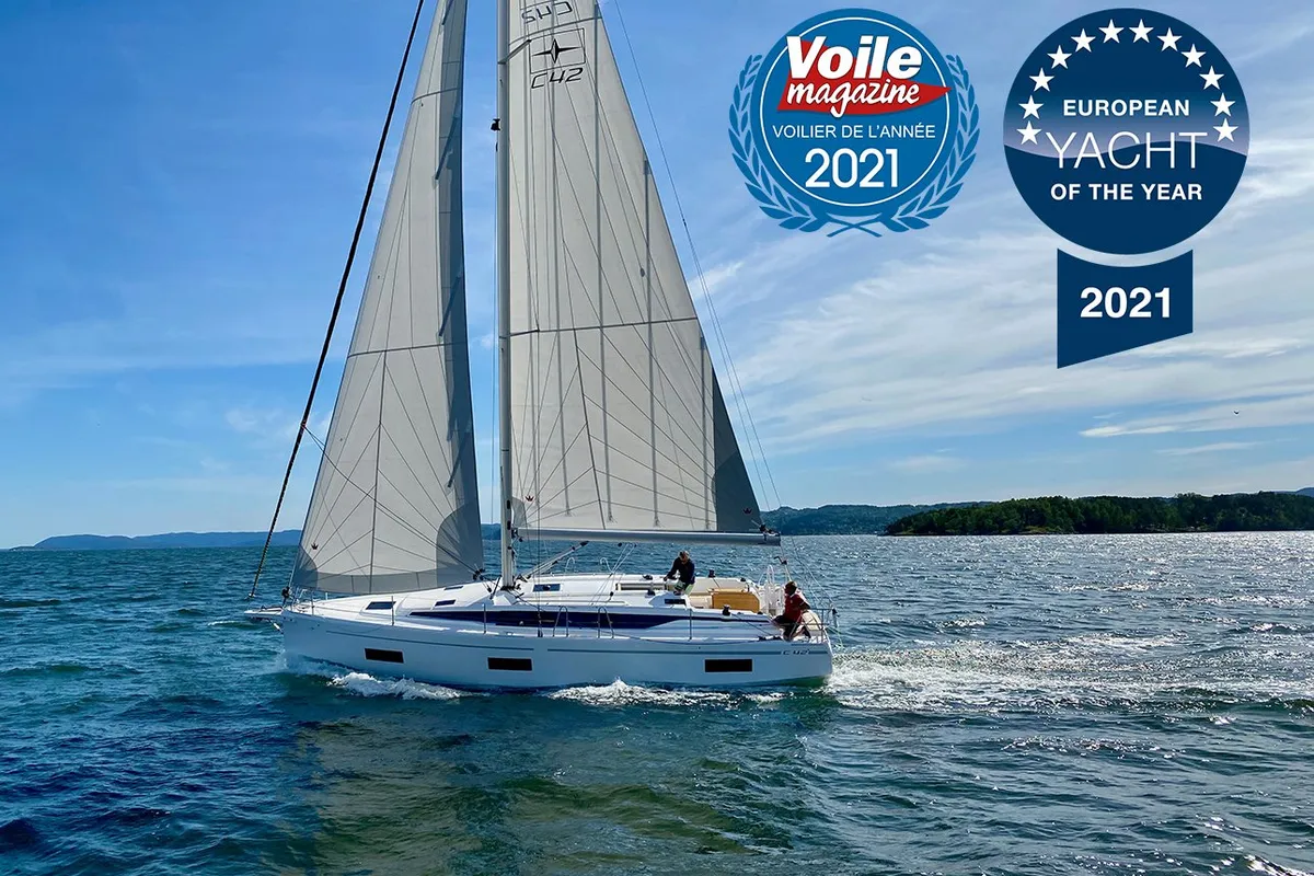 Exterior view of SIROCO, a Bavaria C42 sailboat at Pylos, Greece