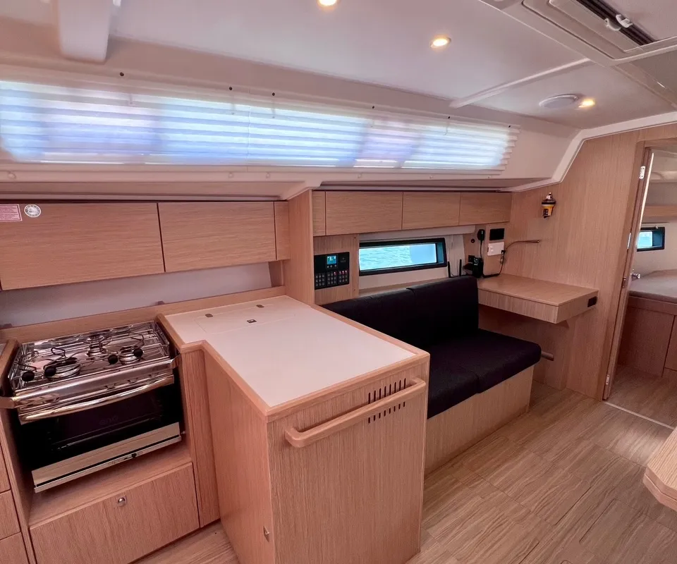 Galley of SIROCO, a Bavaria C42 sailboat at Pylos, Greece