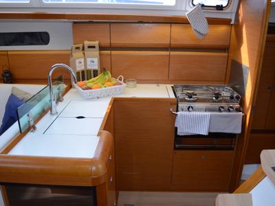 Galley of Luka Ploče, a Jeanneau Sun Odyssey 419 sailboat at Grad Ploče, Croatia