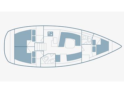 Floor plan of Ageras, a Elan Impression 384 sailboat at Preveza, Greece