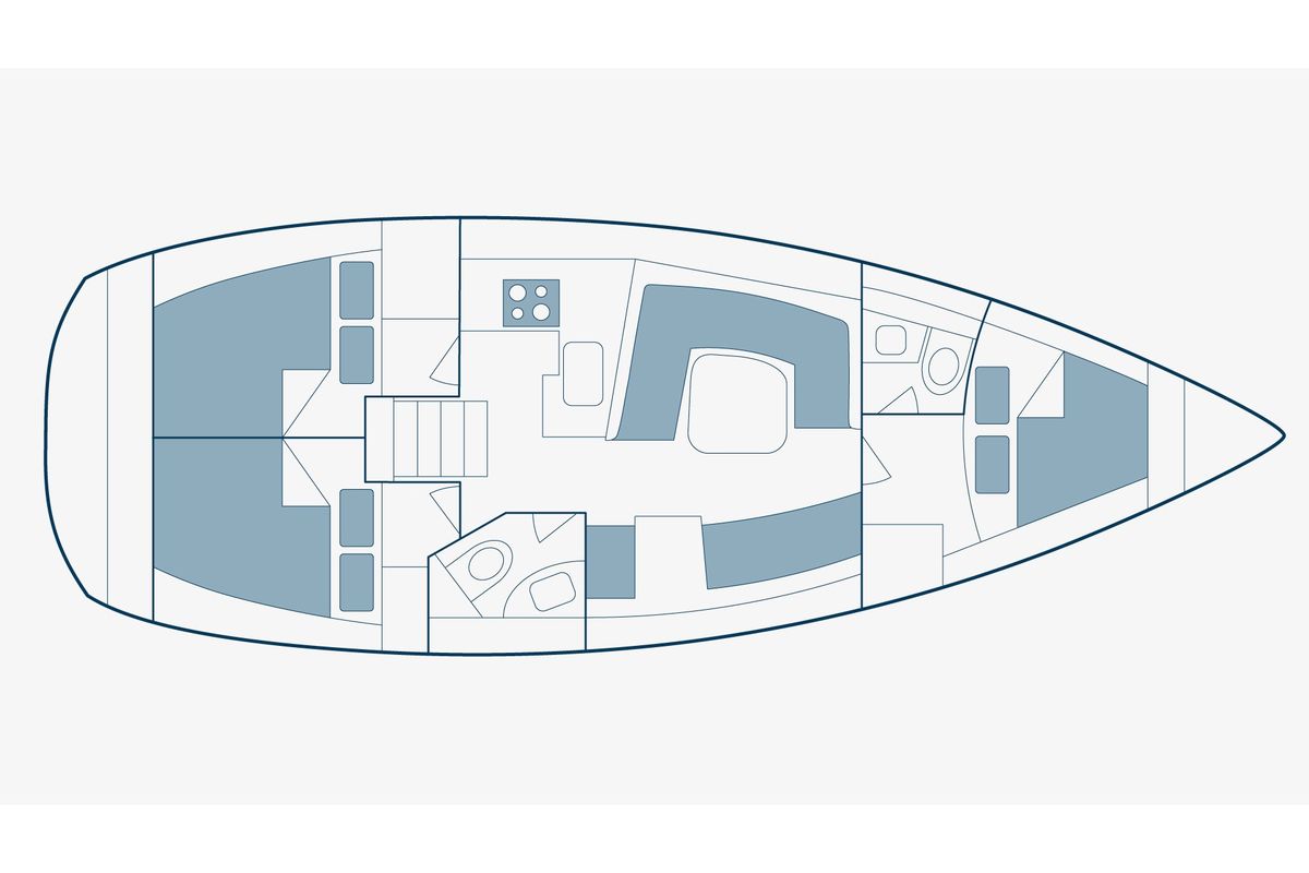 Floor plan of Ageras, a Elan Impression 384 sailboat at Preveza, Greece