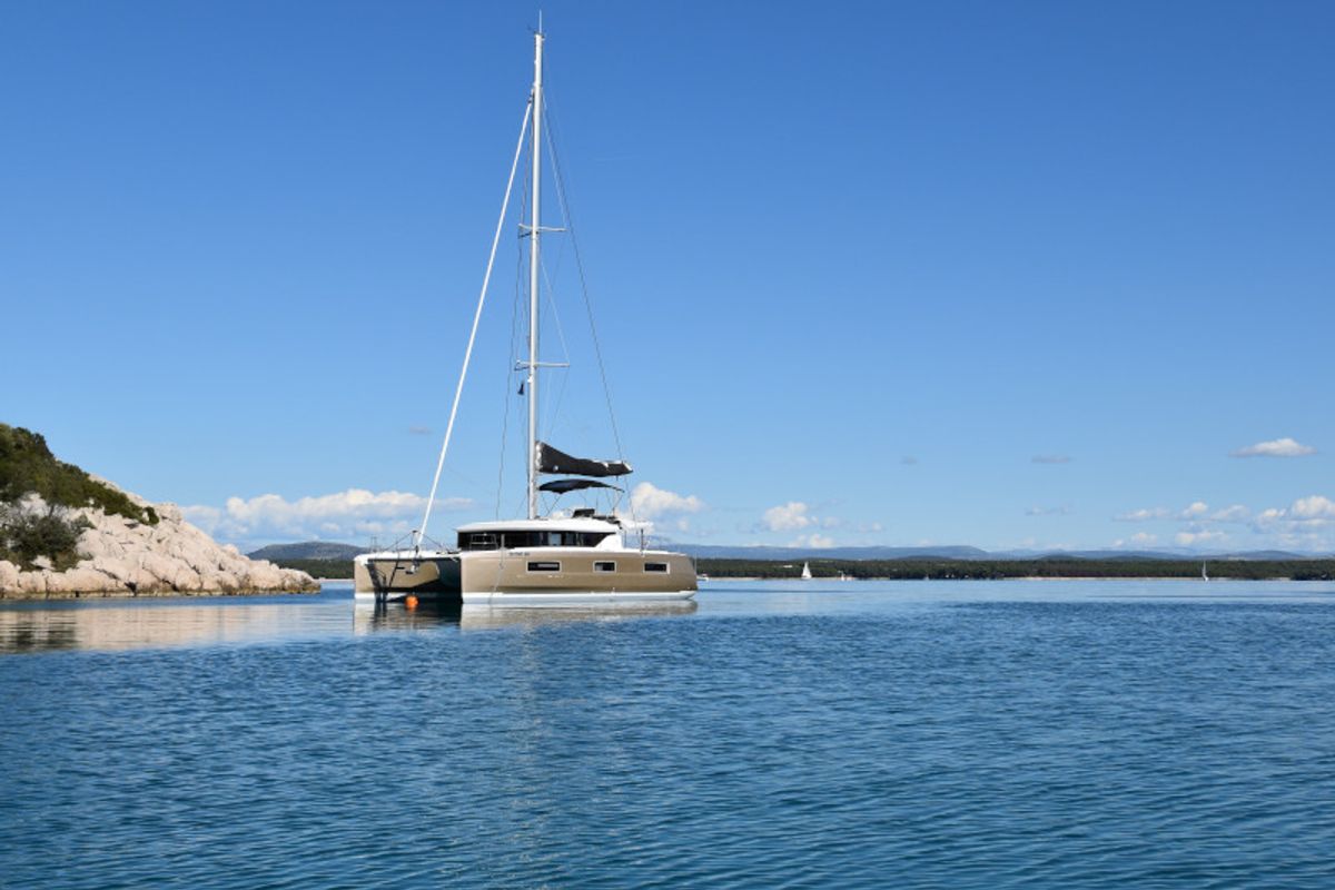 Exterior view of NOTORIOUS, a Lagoon 46 catamaran at Općina Sukošan, Croatia