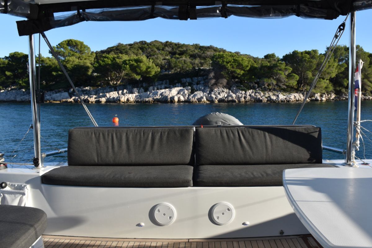 Deck of NOTORIOUS, a Lagoon 46 catamaran at Općina Sukošan, Croatia