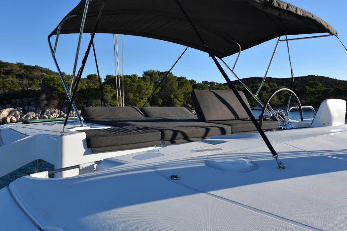 Cockpit of NOTORIOUS, a Lagoon 46 catamaran at Općina Sukošan, Croatia