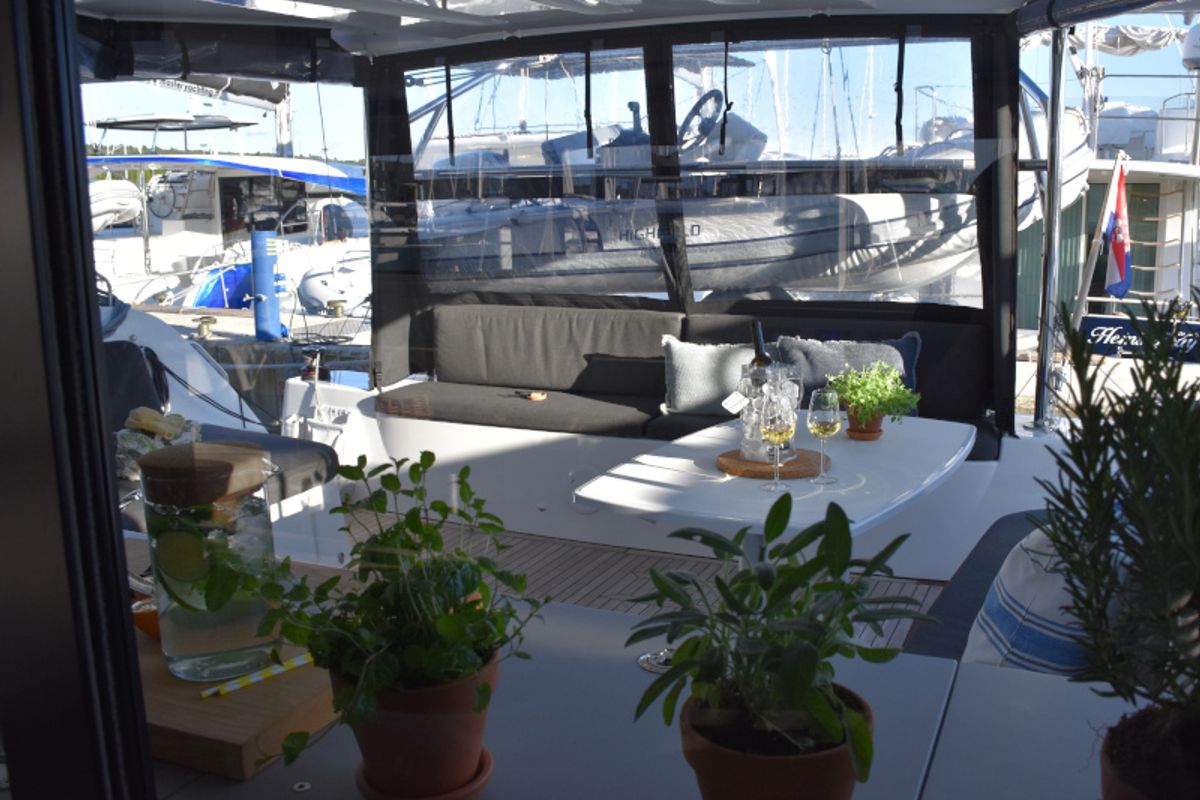 Deck of NOTORIOUS, a Lagoon 46 catamaran at Općina Sukošan, Croatia