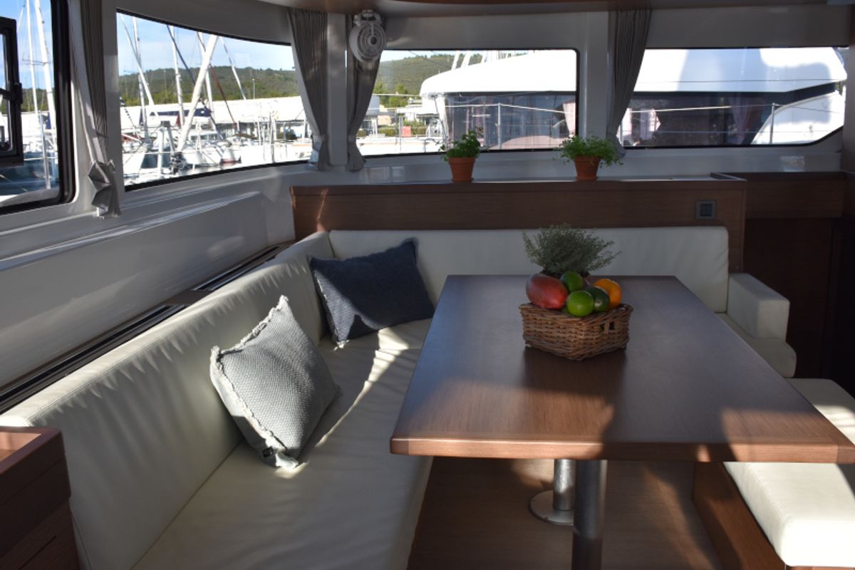 Salon of NOTORIOUS, a Lagoon 46 catamaran at Općina Sukošan, Croatia