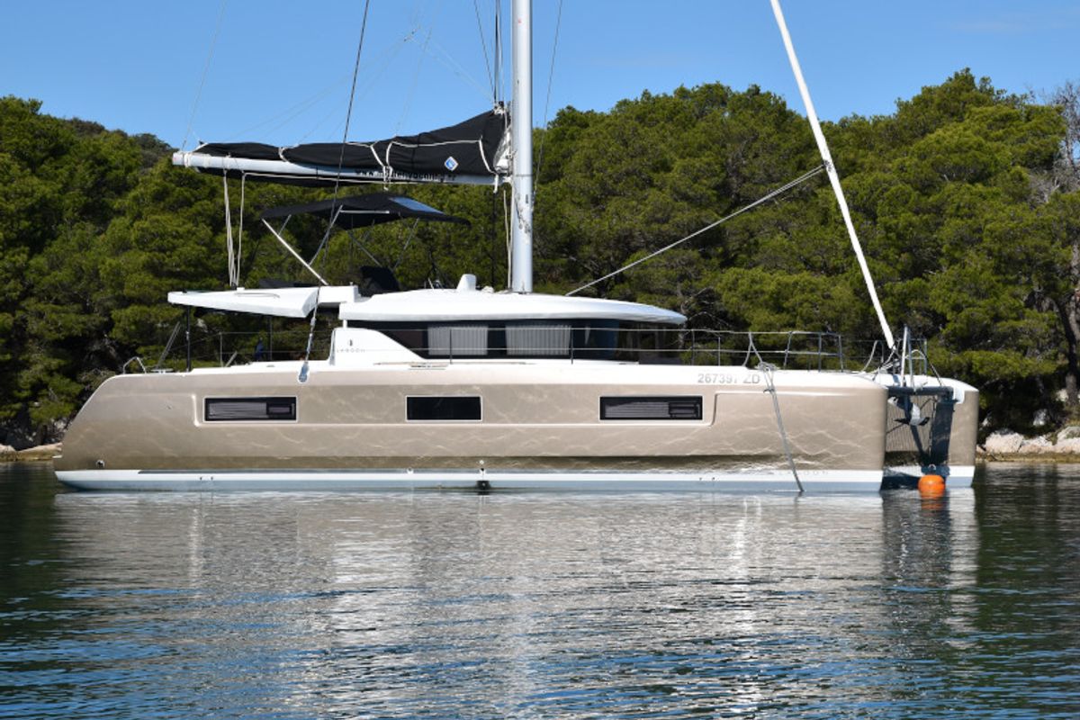 Exterior view of NOTORIOUS, a Lagoon 46 catamaran at Općina Sukošan, Croatia