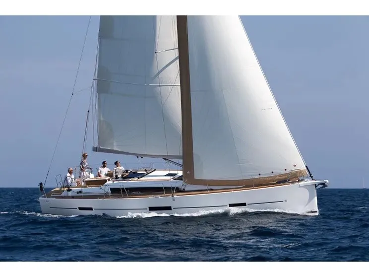 Exterior view of Silvia, a Dufour 460 Grand Large sailboat at Fisksätra, Sweden