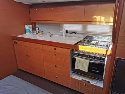 Galley of Silvia, a Dufour 460 Grand Large sailboat at Fisksätra, Sweden