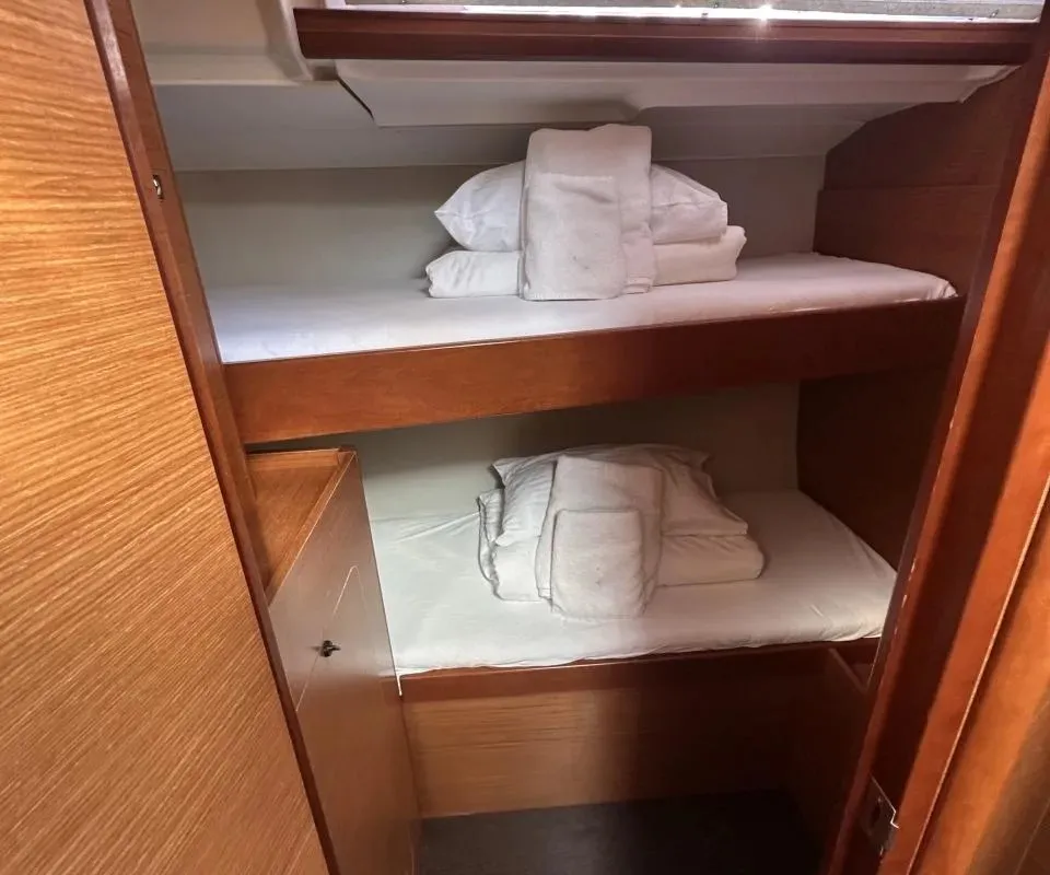 Cabin on Silvia, a Dufour 460 Grand Large sailboat at Fisksätra, Sweden